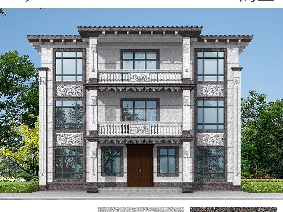 suncitygroup太阳成集团-水包砂新中式风格别墅效果图